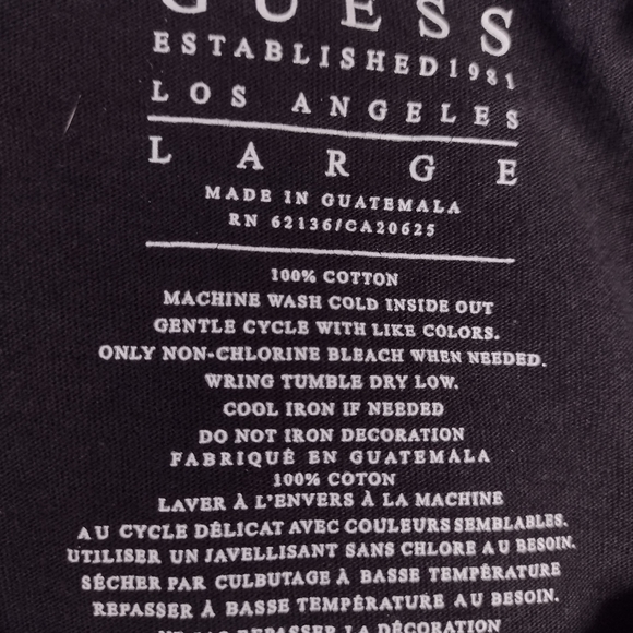 Guess Men's Large short sleeve triangle Tshirt. Black, orange, and gold. - Picture 7 of 9